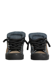 Dolce & Gabbana Multicolor Color Block Denim Low Top Sneakers Shoes
