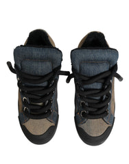 Dolce & Gabbana Multicolor Color Block Denim Low Top Sneakers Shoes