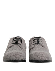 Dolce & Gabbana Gray Fleece Lace Up Men Derby Dress Shoes