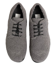 Dolce & Gabbana Gray Fleece Lace Up Men Derby Dress Shoes
