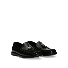Dolce & Gabbana Black Calfskin Slip-On Loafers
