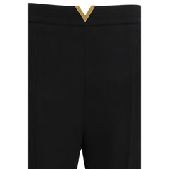 Valentino Black Fleece Wool Flared Pants
