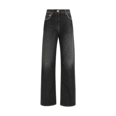 Versace Black Cotton Straight-Leg Jeans