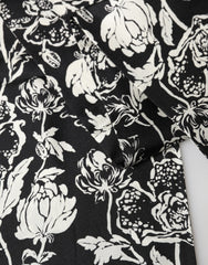 Dolce & Gabbana Black White Silk Floral Print Fringe 136cm X 15.5cm  Scarf