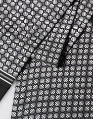 Dolce & Gabbana Black Silk Geometric Fringed Foulard 140cm x 15cm Scarf