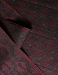 Dolce & Gabbana Burgundy Black Silk Paisley Foulard 135cm X 22cm  Scarf