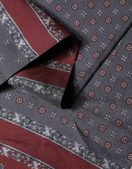 Dolce & Gabbana Burgundy Gray Patterned Fringe Foulard 141cm X 15.5cm  Scarf