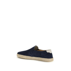 Brunello Cucinelli Blue Calf Leather Bos Taurus Espadrilles