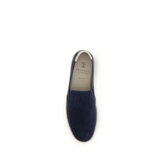 Brunello Cucinelli Blue Calf Leather Bos Taurus Espadrilles