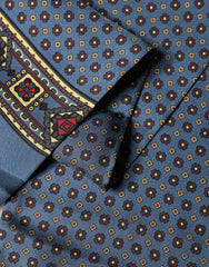 Dolce & Gabbana Blue Silk Geometric Fringe Foulard 134cm x 15.5cm Scarf