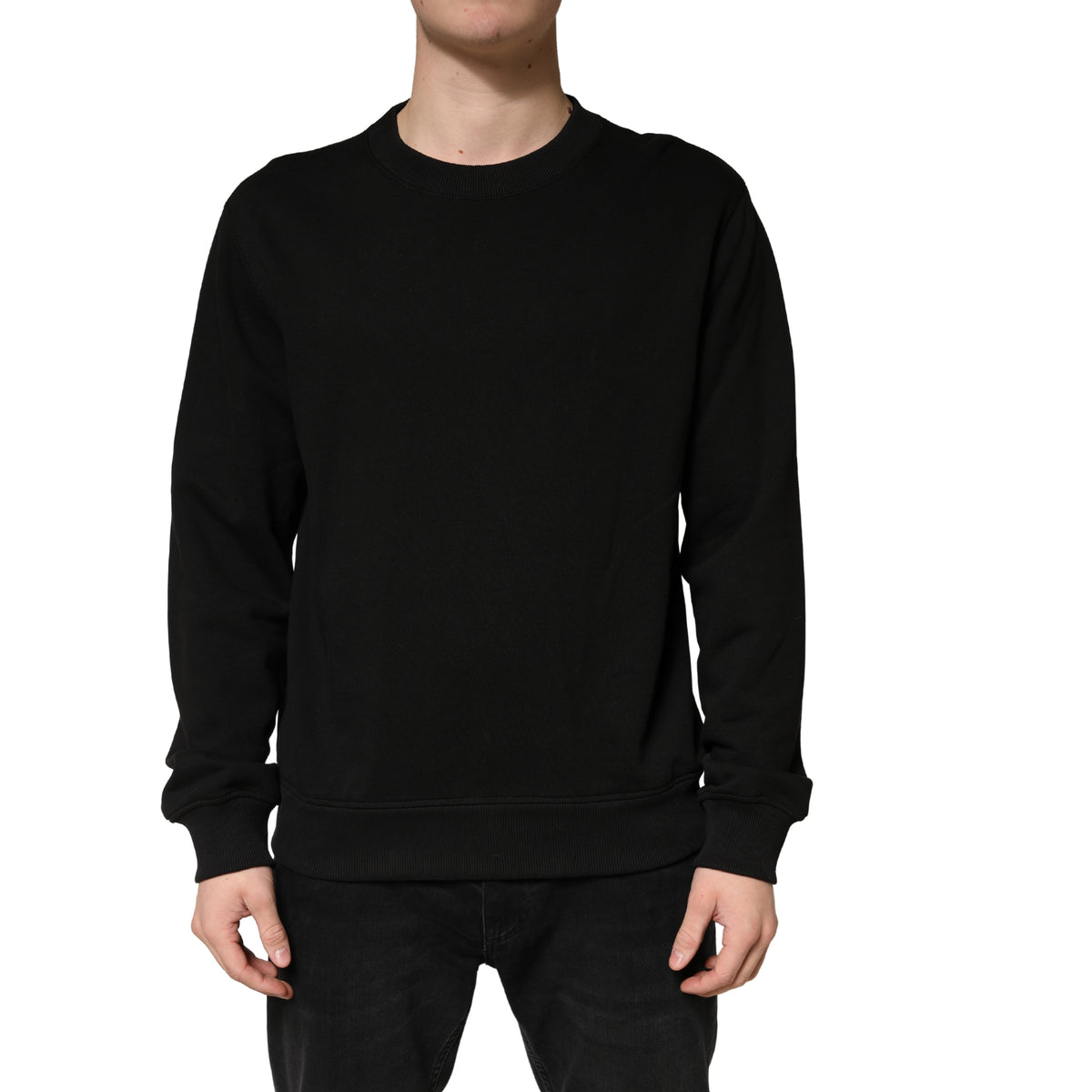 Dolce & Gabbana Sweater Black Cotton Crewneck Sweatshirt