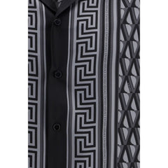 Versace Gray Silk Pattern Shirt
