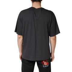 Dolce & Gabbana Dark Grey Cotton Crewneck Short Sleeve