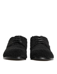 Dolce & Gabbana Men Black Riccio Shearling Dress Derby Shoes