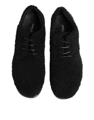 Dolce & Gabbana Men Black Riccio Shearling Dress Derby Shoes