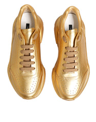 Dolce & Gabbana Gold Leather Daymaster Chunky Sneakers Shoes