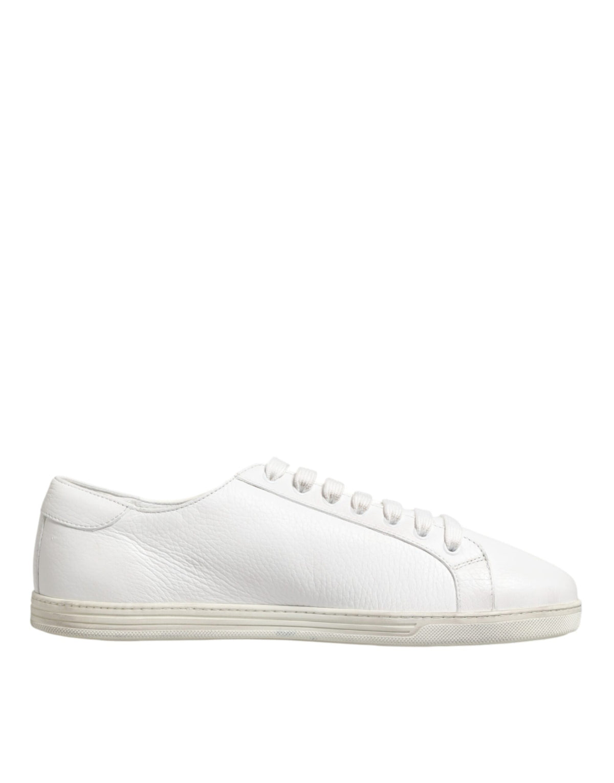 Dolce & Gabbana White Bianco Leather Men Low Top Sneakers Shoes