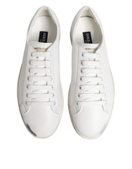 Dolce & Gabbana White Bianco Leather Men Low Top Sneakers Shoes