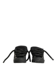 Dolce & Gabbana Black Calf Leather Nappa Lace-Up Sneakers Shoes