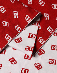 Dolce & Gabbana Red White Logo Print Foulard 201cm x 40.5cm  Men Scarf