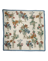 Dolce & Gabbana White Flower Vase Cashmere Stole Wrap 132cm x 128cm Scarf