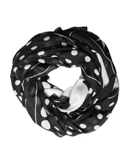 Dolce & Gabbana Black White Polka Dot Logo Stole Wrap 188cm x 116cm Scarf