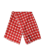 Dolce & Gabbana White Red Check Silk Wrap Foulard 118cm x 118cm Scarf