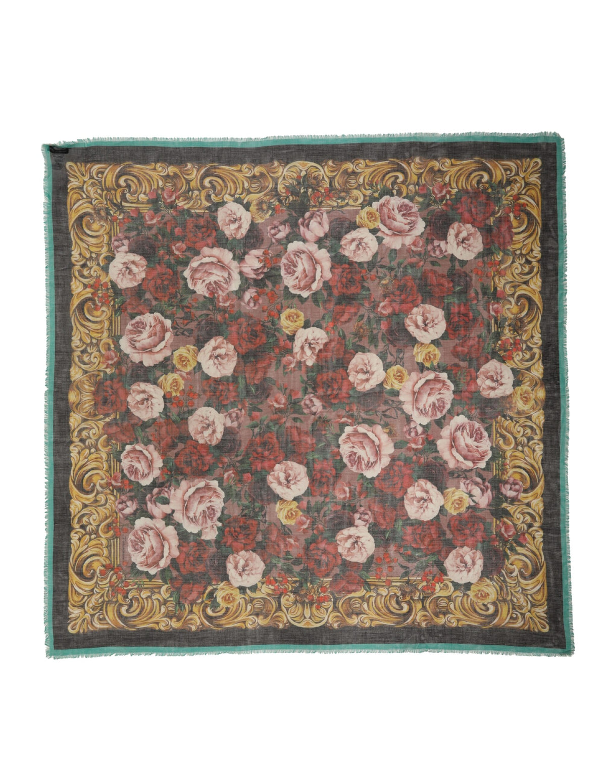 Dolce & Gabbana Multicolor Floral Cashmere Square Stole 134cmx134cm Scarf