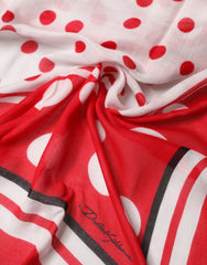 Dolce & Gabbana Red Polka Dot Print Square Stole 137cm x 134.5cm  Scarf