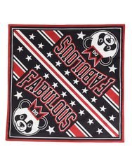 Dolce & Gabbana Black Red Panda Cotton Square Foulard 50.5cm x 50cm Scarf