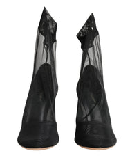 Dolce & Gabbana Black Nylon Stretch Mesh Sock Boots Shoes