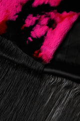 Dolce & Gabbana Pink Black Faux Fur Neck Wrap Fringes 200cm x 59cm Scarf