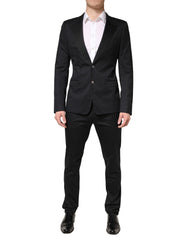 Dolce & Gabbana Black Cotton Single Breasted 2 Piece Suit