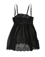 Dolce & Gabbana Black Silk Floral Lace Lingerie Top Underwear