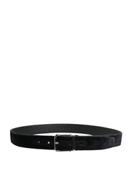 Dolce & Gabbana Black Suede Silver Tone Metal Buckle Men Belt