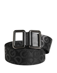 Dolce & Gabbana Black Logo Monogram Silver Metal Buckle Belt