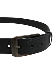 Dolce & Gabbana Black Calf Leather Gold Metal Buckle Belt