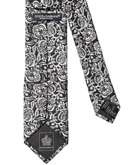 Dolce & Gabbana Black White Floral Fantasy Silk Adjustable Necktie Tie