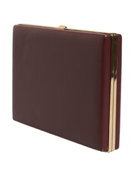 Dolce & Gabbana Brown Calfskin Leather Clutch Evening Women Purse Bag