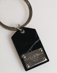 Dolce & Gabbana Black Silver Brass LogoPlaque Metal Ring Keyring  Keychain
