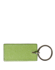 Dolce & Gabbana Green Calf Leather DG Logo Metal Ring Keyring Keychain