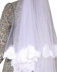 Dolce & Gabbana White Floral LaceNylon Floor Length 3M Long Veil