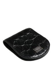 Dolce & Gabbana Black Exotic Skin Condom Case Holder Pocket Wallet