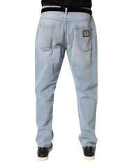 Dolce & Gabbana Light Blue Washed Loose Cotton Denim Jeans