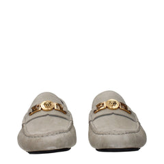 Versace Gray Leather Slip-On Loafers