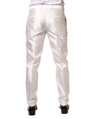 Dolce & Gabbana White Silk Satin Dress Formal Trouser Pants