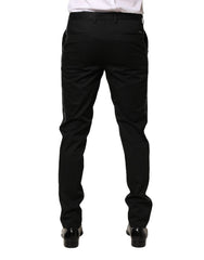 Dolce & Gabbana Black Cotton Skinny Men Dress Trouser Pants