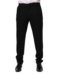 Dolce & Gabbana Black Wool Skinny Men Dress Trouser Pants