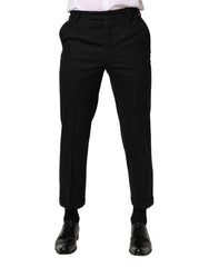 Dolce & Gabbana Black Stripes Wool Dress Formal Trouser Pants