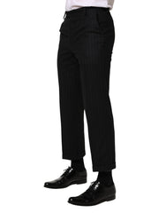 Dolce & Gabbana Black Stripes Wool Dress Formal Trouser Pants